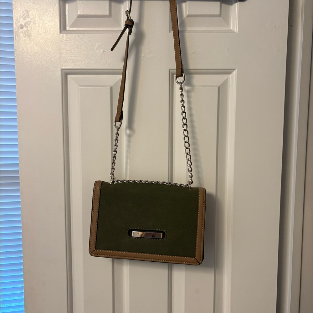 Who What Wear Olive and Tan Crossbody Bag